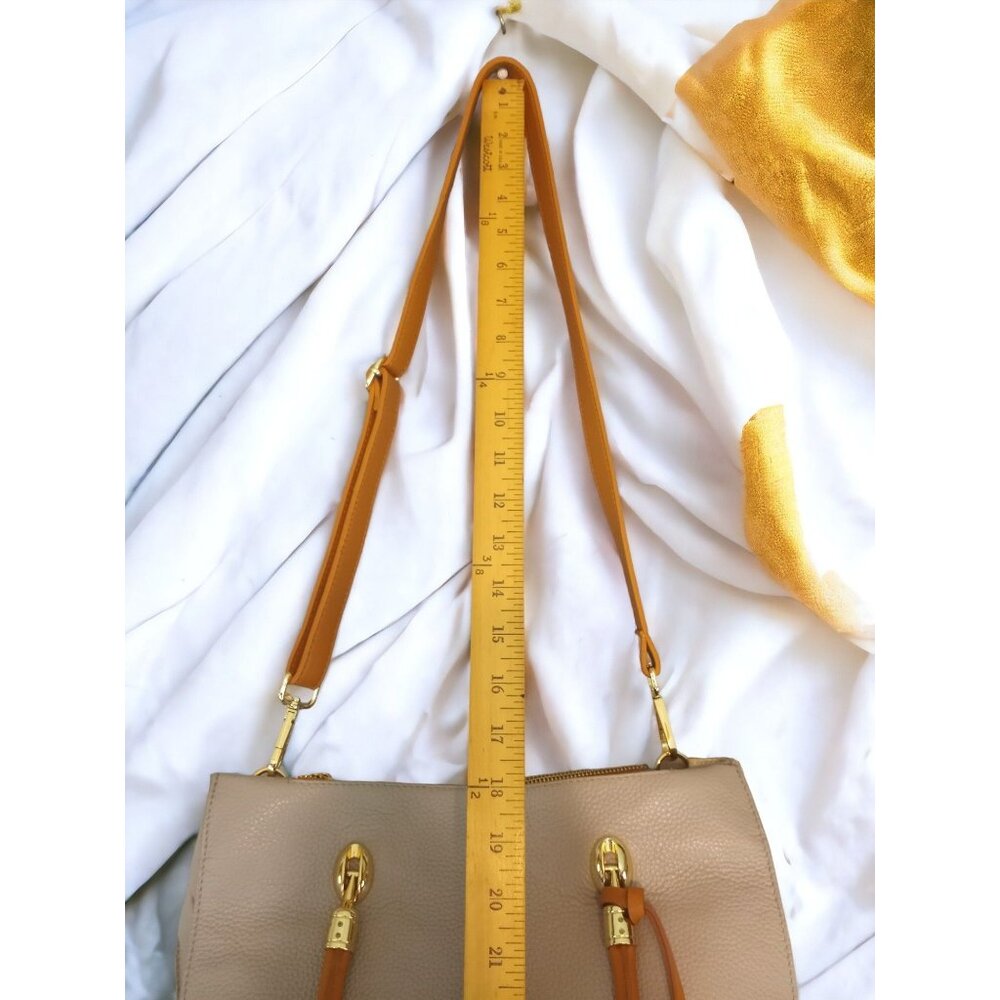 Valentina Tradizone Italiana Beige Pebbled Leather Crossbody Shoulder Bag - Picture 16 of 16